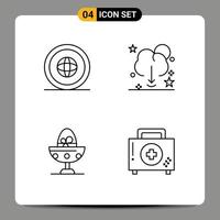 Pictogram Set of 4 Simple Filledline Flat Colors of country server international data boiled egg Editable Vector Design Elements