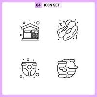 4 Icons in Line Style Outline Symbols on White Background Creative Vector Signs for Web mobile and Print Creative Black Icon vector background