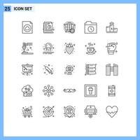 25 Creative Icons Modern Signs and Symbols of first history connected folder multiplayer Editable Vector Design Elements