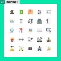 Mobile Interface Flat Color Set of 25 Pictograms of shopping full deliver cart product Editable Vector Design Elements