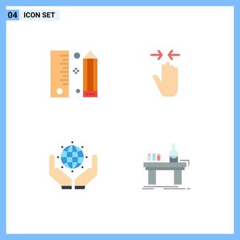 4 Creative Icons Modern Signs and Symbols of coding zoom in pencil gesture protect Editable Vector Design Elements