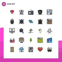 Mobile Interface Filled line Flat Color Set of 25 Pictograms of hardware delete technology database secure Editable Vector Design Elements