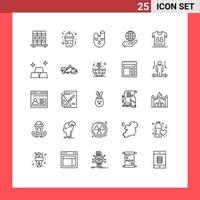 Set of 25 Modern UI Icons Symbols Signs for soccer referee face football internet Editable Vector Design Elements