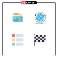 Universal Icon Symbols Group of 4 Modern Flat Icons of currency web internet global frame Editable Vector Design Elements