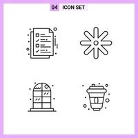 4 Icons in Line Style Outline Symbols on White Background Creative Vector Signs for Web mobile and Print Creative Black Icon vector background