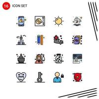 Universal Icon Symbols Group of 16 Modern Flat Color Filled Lines of architecture and city coffee holiday tea cup Editable Creative Vector Design Elements