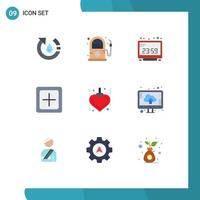 9 Creative Icons Modern Signs and Symbols of new create pump add computer time Editable Vector Design Elements