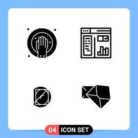 4 Solid Black Icon Pack Glyph Symbols for Mobile Apps isolated on white background 4 Icons Set Creative Black Icon vector background