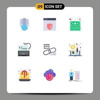 9 Universal Flat Colors Set for Web and Mobile Applications lock clip money online digital Editable Vector Design Elements