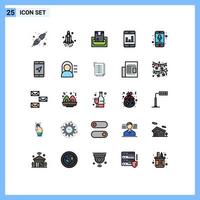 Pictogram Set of 25 Simple Filled line Flat Colors of phone device cash smartphone analytics Editable Vector Design Elements