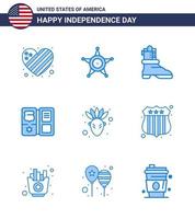 9 iconos creativos de estados unidos signos de independencia modernos y símbolos del 4 de julio de acción de gracias escudo de estrella estadounidense shose elementos de diseño vectorial editables del día de estados unidos vector