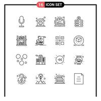 16 Universal Outline Signs Symbols of storage data storage clock data laptop Editable Vector Design Elements