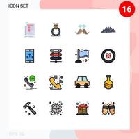 conjunto de 16 iconos de interfaz de usuario modernos símbolos signos para hombres de matrimonio de montaña de montaña movember elementos de diseño de vectores creativos editables