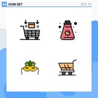 Modern Set of 4 Filledline Flat Colors and symbols such as ai mask shopping summer venetian Editable Vector Design Elements