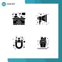 Editable Vector Line Pack of 4 Simple Solid Glyphs of counter acquisition information counter speaker sailboat Editable Vector Design Elements