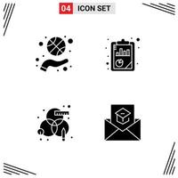 Modern Set of 4 Solid Glyphs and symbols such as basketball spinning creative spin report rgb Editable Vector Design Elements