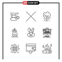 Set of 9 Line Style Icons for web and mobile Outline Symbols for print Line Icon Signs Isolated on White Background 9 Icon Set Creative Black Icon vector background