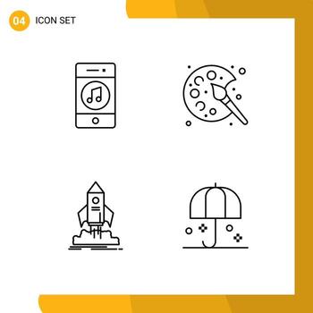 4 Line concept for Websites Mobile and Apps communications launch player paint ship Editable Vector Design Elements