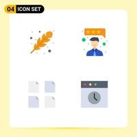 Group of 4 Flat Icons Signs and Symbols for autumn multiple cold review history Editable Vector Design Elements