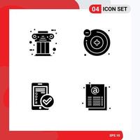 4 Universal Solid Glyphs Set for Web and Mobile Applications greek mobile column chemistry security Editable Vector Design Elements