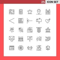 Group of 25 Modern Lines Set for partnership cooperation hollywood business pin Editable Vector Design Elements