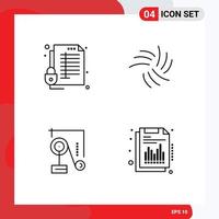 Modern Set of 4 Filledline Flat Colors Pictograph of lock expariment report coin education Editable Vector Design Elements