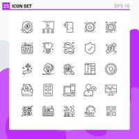 Universal Icon Symbols Group of 25 Modern Lines of the clock video tutorials around power Editable Vector Design Elements