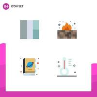 Group of 4 Modern Flat Icons Set for grid science firewall book cloudy Editable Vector Design Elements