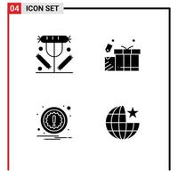 4 Solid Glyph concept for Websites Mobile and Apps breakfast alert food tag notification Editable Vector Design Elements