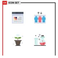 Pack of 4 creative Flat Icons of internet nature website lift wifi Editable Vector Design Elements