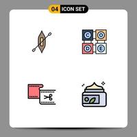 4 iconos creativos, signos y símbolos modernos de código de barco cortado, aprendizaje, edición, elementos de diseño vectorial editables vector