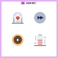 Editable Vector Line Pack of 4 Simple Flat Icons of arch food wedding next battery Editable Vector Design Elements