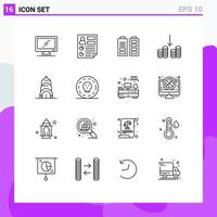 User Interface Pack of 16 Basic Outlines of chrysler cashing page cash power Editable Vector Design Elements