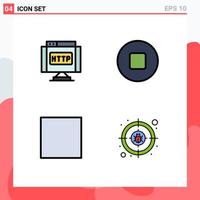 Universal Icon Symbols Group of 4 Modern Filledline Flat Colors of domain player link control crime Editable Vector Design Elements