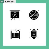 Modern Set of 4 Solid Glyphs Pictograph of board baby crib fire no smoke internet Editable Vector Design Elements