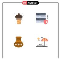 Mobile Interface Flat Icon Set of 4 Pictograms of yogurt sand meal protection pongal Editable Vector Design Elements