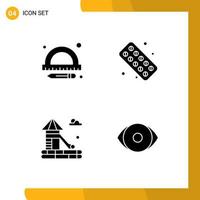 Universal Icon Symbols Group of 4 Modern Solid Glyphs of education park healthcare tablet face Editable Vector Design Elements