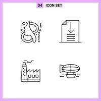 4 Icons in Line Style Outline Symbols on White Background Creative Vector Signs for Web mobile and Print Creative Black Icon vector background