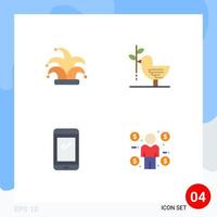 Pictogram Set of 4 Simple Flat Icons of best phone mardi gras friendship mobile Editable Vector Design Elements