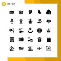 User Interface Pack of 25 Basic Solid Glyphs of museum casa inner building newborn Editable Vector Design Elements