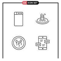 Set of 4 Line Style Icons for web and mobile Outline Symbols for print Line Icon Signs Isolated on White Background 4 Icon Set Creative Black Icon vector background