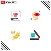 4 Universal Flat Icons Set for Web and Mobile Applications color mind pen head farming Editable Vector Design Elements