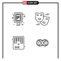 Set of 4 Line Style Icons for web and mobile Outline Symbols for print Line Icon Signs Isolated on White Background 4 Icon Set Creative Black Icon vector background