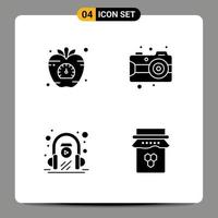 4 User Interface Solid Glyph Pack of modern Signs and Symbols of apple e learning vegetable arts learning Editable Vector Design Elements