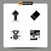 Set of 4 Modern UI Icons Symbols Signs for chemistry data test award marketing Editable Vector Design Elements