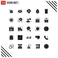 Universal Icon Symbols Group of 25 Modern Solid Glyphs of smart phone holiday network egg decoration Editable Vector Design Elements