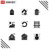 Pictogram Set of 9 Simple Solid Glyphs of refresh mission garbage growth business Editable Vector Design Elements