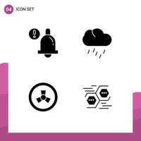 Universal Icon Symbols Group of 4 Modern Solid Glyphs of alarm zombie nature weather network Editable Vector Design Elements