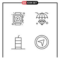 Set of 4 Line Style Icons for web and mobile Outline Symbols for print Line Icon Signs Isolated on White Background 4 Icon Set Creative Black Icon vector background