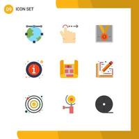 Pictogram Set of 9 Simple Flat Colors of map details award info trophy Editable Vector Design Elements